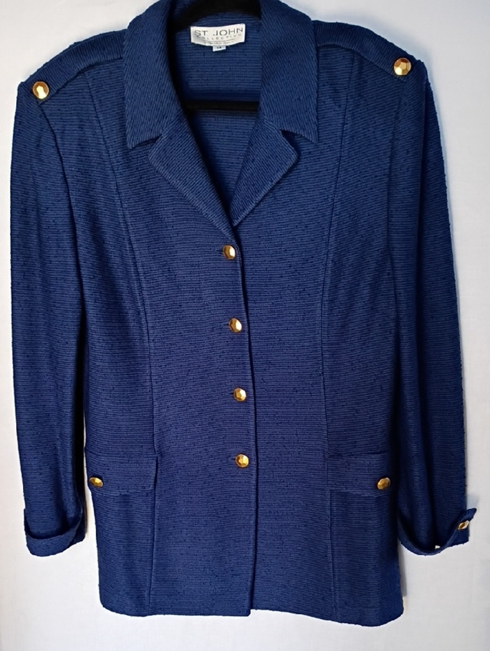 St. John Collection By Marie Gray Women's Navy Blazer with Gold Buttons Size 14